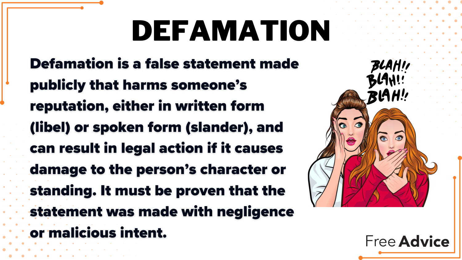 Defamation Definition Card: Defamation, Libel and Slander Lawsuits