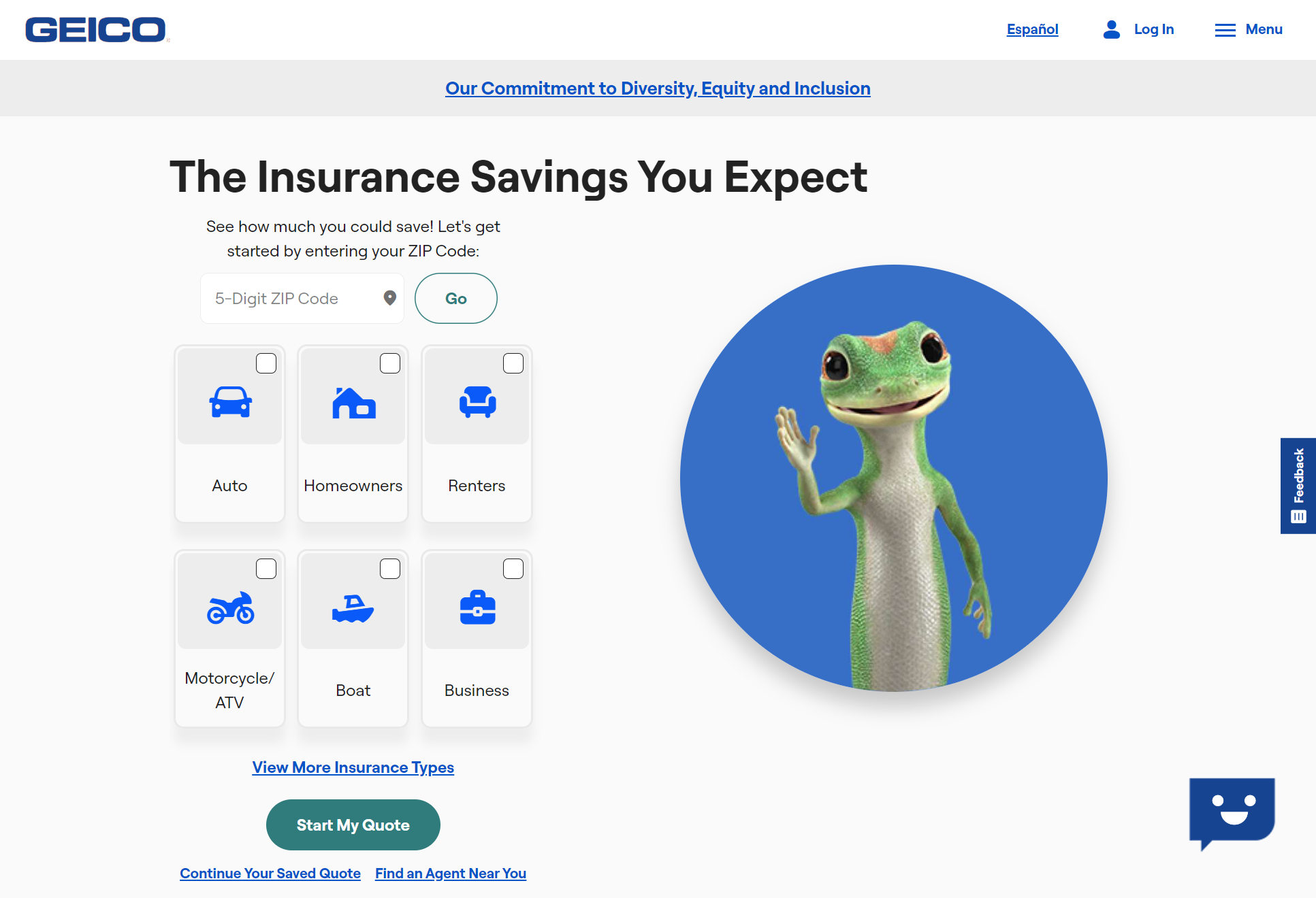 Geico Site Screenshot: Best Car Insurance After a DUI in Massachusetts