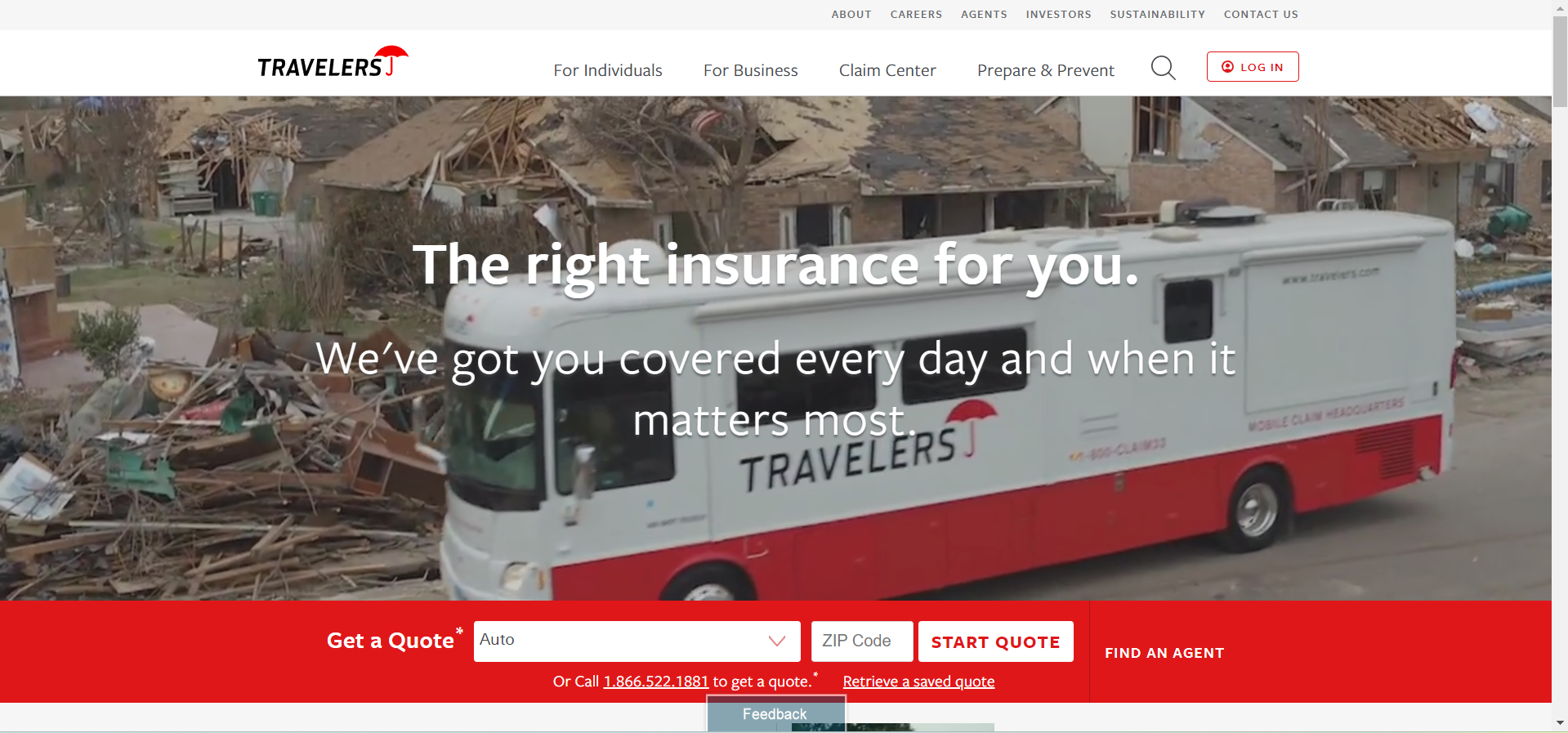 Travelers site screenshot: Cheap Car Insurance in Pennsylvania