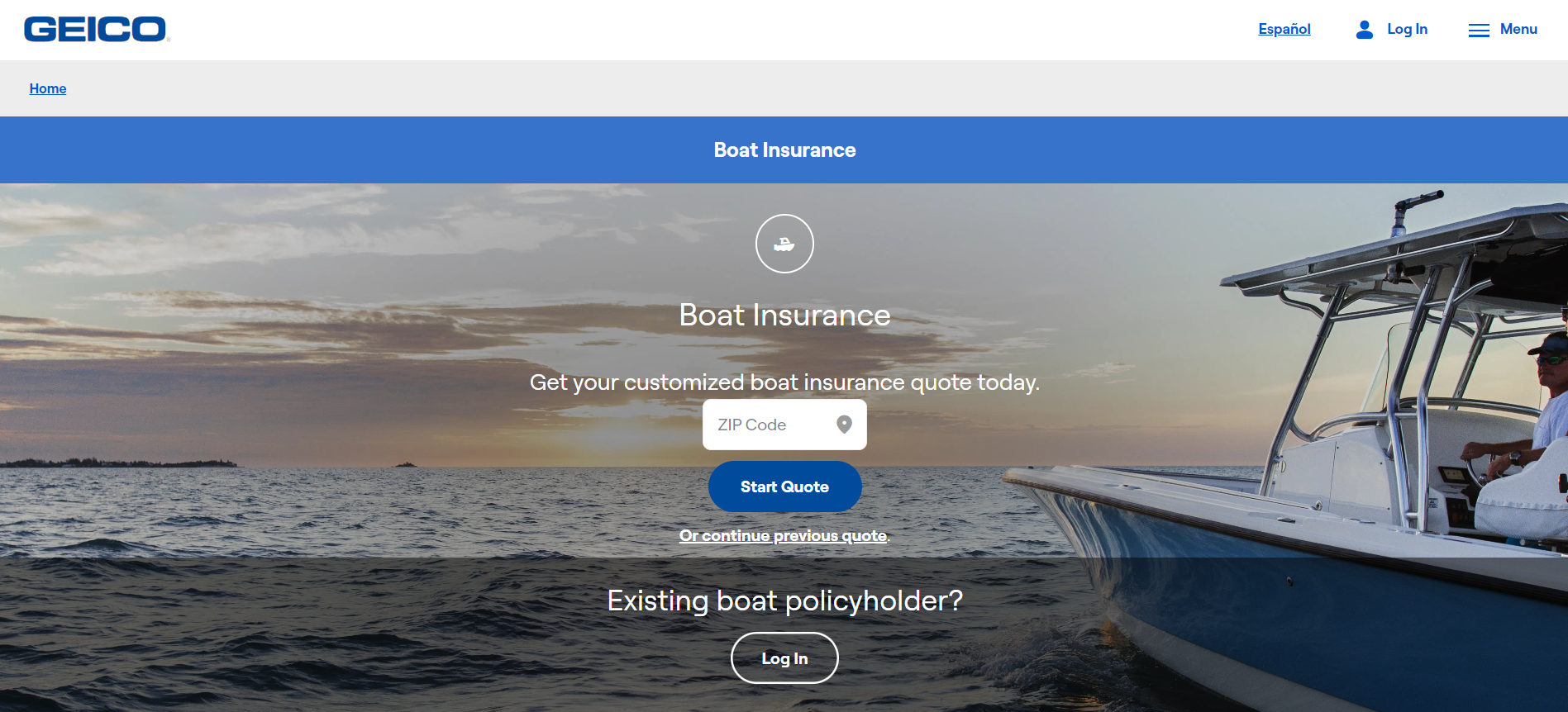 Personal Liability Insurance: Geico Site Screenshot