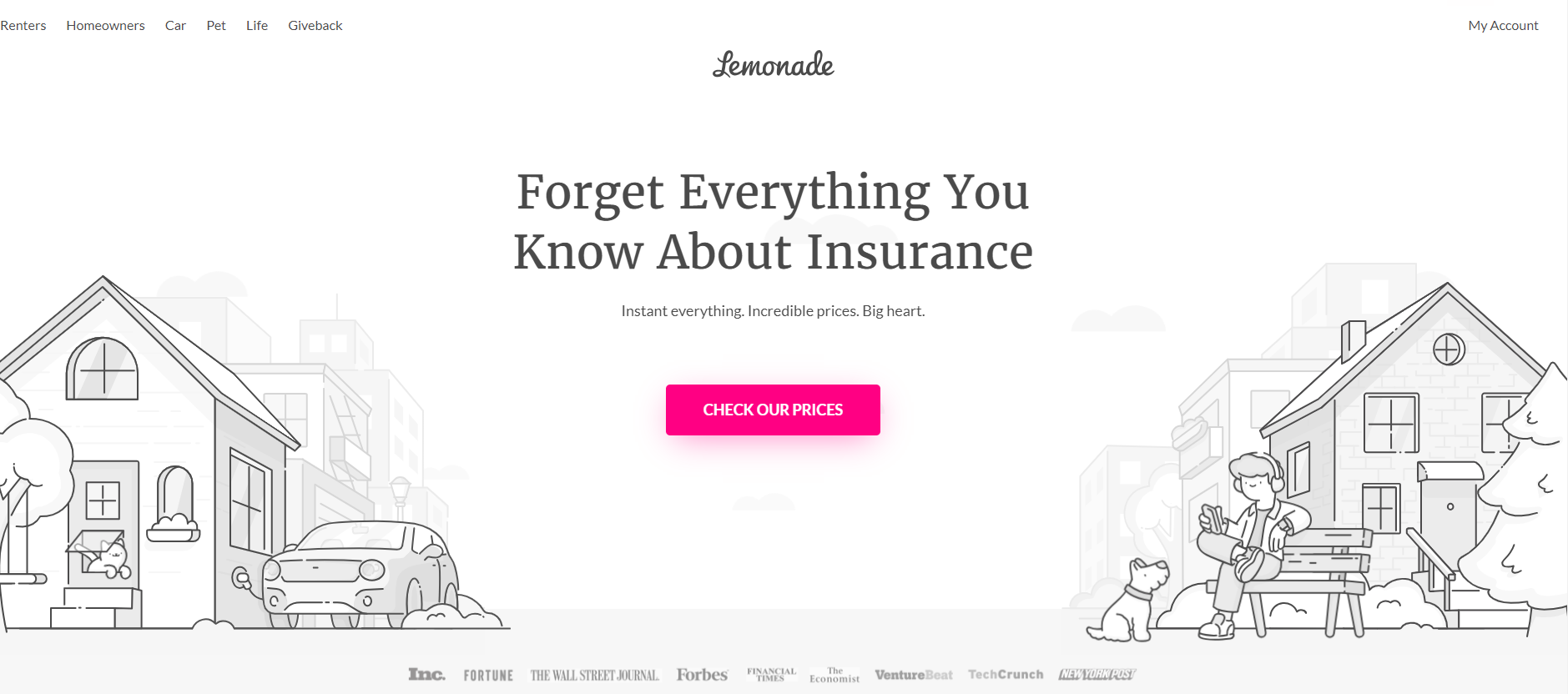 Lemonade Homepage: Lemonade vs. Safeco renters insurance